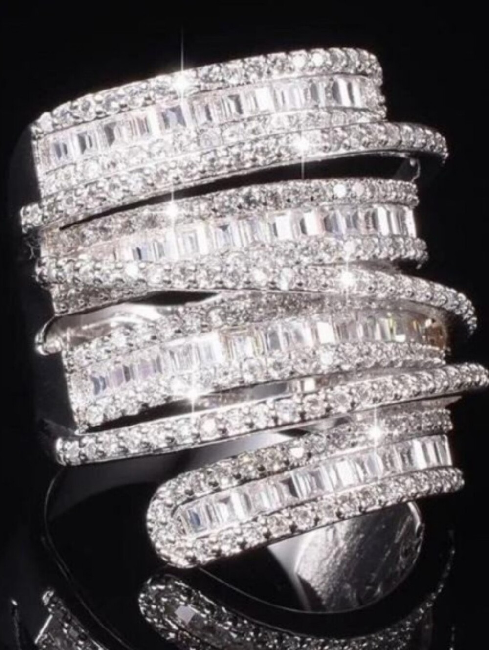 New 6.4 CT Sterling Silver Diamond Ring